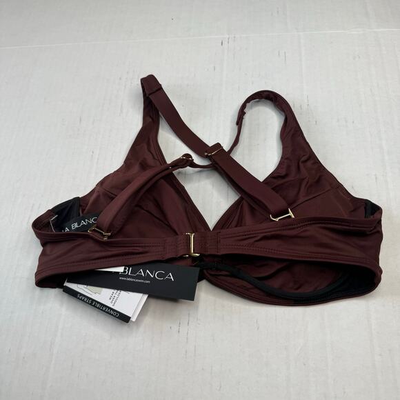 La Blanca Underwire Twist Front Swim Bikini Top in Java Brown NWT Size 8 - Picture 4 of 8